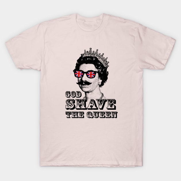 God Shave the Queen funny parody design T-Shirt by Alema Art